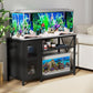 55-75 Gallon Fish Tank Stand , Aquarium Stand with Cabinet & Power Outlets for Fish Tank Accessories Storage, Heavy Duty Metal Terrarium Stand, 52" L*19" W Tabletop, 1200LBS Capacity, Black
