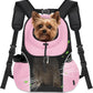 WOYYHO Pet Dog Carrier Backpack Small Dog Front Backpack Ventilated Mesh Dog Travel Back Pack with Safety Belt for Travel Hiking Cycling Outdoor Adventures (Size L: 10-14 lbs, Pink)