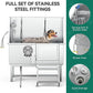 YITAHOME Professional Dog Bathtub 50in, Stainless Steel 304 Dog Bathing Station for Home, Pet Grooming Tub w/Right Stairs, Faucet, Floor Grate, Pet Washing Station for Large, Medium, Small Pets