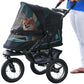 Pet Gear No-Zip Push Button Pet Stroller for Cats/Dogs, Zipperless Entry, Easy One-Hand Fold, Gel-Filled Tires, Plush Pad + Weather Cover Included, Aquamarine