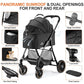 Pet Stroller for Small/Medium Dogs & Cats up to 55 lbs, Upgraded 4 Wheels Dog Stroller for Large Dogs, 3-in-1 Foldable Portable Travel Carrier for 2 Cats with Storage Basket and Cupholder