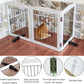 ZJSF Freestanding Dog Fence Indoor, Foldable Dog Gate for Doorways, Stairs or Hallways, Sturdy Wood Extra Wide Pet Gate with Support Feet for The House, White, 32 "Height-3 Panels
