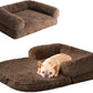 EHEYCIGA Foldable Dog Bed, Faux Fur Fluffy Dog Couch Bed, Orthopedic Calming Memory Foam Pet Bed for Small Dogs, Washable Soft Warm Pet Sofa Bed with Non-Slip Bottom, Brown, 40"x30"x6"