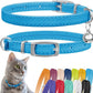 CollarDirect Leather Cat Collar, Kitten Collar with Removable Bell Black Blue Red Orange Lime Green (8-11 Inch, Light Blue)
