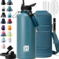 Insulated Water Bottle | Thickened Stainless Steel for Gym and Hiking with Straw, Carrier Bag, Handle Strap | BPA-Free 87 oz