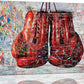 Quorin Banksy Graffiti Boxing Wall Art Red Boxing Gloves Pictures Gym Sport Wall Decor Canvas Print Painting Artwork for Gym Living Room Bedroom 16"x24"