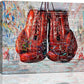Quorin Banksy Graffiti Boxing Wall Art Red Boxing Gloves Pictures Gym Sport Wall Decor Canvas Print Painting Artwork for Gym Living Room Bedroom 16"x20"