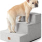 EHEYCIGA Dog Stairs for Small Dogs 13.5" H, 3-Step Dog Steps for Couch Sofa and Chair, Pet Steps for Medium Cats, Non-Slip Balanced Pet Ramp Indoor, Light Grey