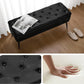 Leather Storage Ottoman Bench,End of Bed Bench for Living Room Bedroom Dinning Room Entryway,Mid-Century Modern,Faux Leather,with Steel Legs,Safety Hinges, Loads 660 lb (with Button, Black)