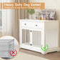 Dog Crate Furniture, 44 Inch Wooden Dog Kennel Indoor with 2 Storage Drawers, Heavy Duty Large Crate Furniture, Decorative End Table Cage Furniture for Small/Medium/Large (White)