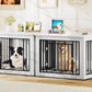 YITAHOME 76 Inch Double Dog Crate Furniture, XXL Dog Crate Furniture for 2 Dogs, Side End Table, Waterproof Top, Safety Corners, 2-in-1 Iron-Wood Fusion Dog Kennel Furniture for 2 Large Dogs,White