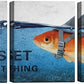 3 Panels Modern Framed Inspirational Canvas Wall Art Goldfish Body Strong Shark Heart Mindset is Everything Motivational Wooden Decor Posters for Office Gym Classroom Home Decoration(48''W x 24''H)