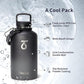 Trebo Water Bottle 64oz with Paracord Handle, Half Gallon Large Vacuum Double Wall Stainless Steel Insulated Water Jug with Straw Spout Handle Lids, Leakproof BPA-Free Keep Cold & Hot, Dark Gray