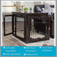 INTERNET'S BEST Decorative Dog Kennel with Pet Bed, Small Pet House, Double Door Indoor Crate, Engineered Wood & Wire Furniture, Side Table & Nightstand, Fits Small Dogs - Espresso