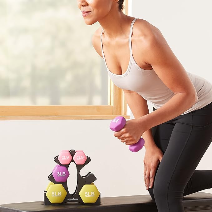 Amazon Basics Neoprene Dumbbell Hand Weights for Exercise and Muscle Toning