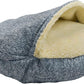 Snoozer Luxury Cozy Cave Dog Bed - Indoor Dog Bed with Cover Cave, Covered Calming Burrow for Small & Medium Sized Pets with Blanket Attached, Enclosed, Washable - Large, Palmer Indigo