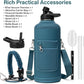 Insulated Water Bottle | Thickened Stainless Steel for Gym and Hiking with Straw, Carrier Bag, Handle Strap | BPA-Free 87 oz