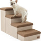 Dog Stairs with Storage, 4-Step Wider Sturdy Dog Steps for Small/Medium/Large Dogs and Older Cats, Folding Doggie Ramp for Bed/Couch/Car Hold Up to 180 lbs (22" H, Brown)