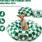 Cat Tunnel for Indoor Cats, Cute Peekaboo Cat Cave with Dangling Balls, Checkered Pet Donut Tunnel Bed with Circle Mat for Puppy Kitten Rabbit, Green/White
