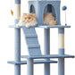 MWPO Ocean-Themed Cat Tree, 70.1-Inch Multi-Level Tall Tower for Indoor Cats, Plush Cat Condo with Big Padded Perches, Sisal-Covered Scratching Posts, Hammock, Toys for Kittens, Blue