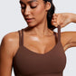 CRZ YOGA Softness Mold Womens Butterluxe Strappy Longline Sports Bra - Double Spaghetti Strap Workout Yoga Crop Top Athletic