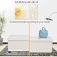 Storage Ottoman Bench, 43 Inch Foldable Ottoman with Legs, Velvet Foot Rest Stool, End of Bed Bench, Storage Chest for Living Room, Bedroom (Beige)