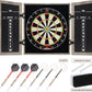 Dartboard Cabinet Set - Easy Assembly One Piece Sports Hemp Dartboard Scoreboard - Play Immediately - 6 Dart Chalk Set for Home Game Bar Accessories, Gray