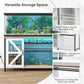 Verano 55-75 Gallon Aquarium Stand with Cabinet, Fish Tank Cabinet with Power Outlets & LED Light, Modern Turtle Tank Stand 52 inch x 19.7-inch Desktop, Heavy Duty Metal Frame,1100LBS Capacity (White)