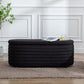 Storage Ottoman Bench Upholstered Fabric Storage Bench End of Bed Stool with Safety Hinge for Bedroom, Living Room, Entryway (45.5-inch, Black)