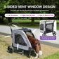 EchoSmile XL Extra Large Dog Stroller - Adjustable Handles,Lightweight Folding Pet Stroller,All-Terrain 4 Wheel for 2 Medium Dogs,Dual Entry Safety Dog Stroller,Capacity 160 lbs,Gray