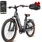 Carbon Fiber Electric Bike, 48V Dual Battery 128 Miles Ebike, Peak 1000W Motor 25MPH, 26'' Big Tires, 7-Speed, Hydraulic Brakes, Front Suspension Electric Bicycle for Men/Women Commuter