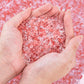 0.5 Lb/230g Watermelon Red Crushed Stone Crystal Chips Bulk, Tumbled Healing Crystal Chips Natural Gemstones Crushed Stones Decorative Vase Fillers Aquarium Gravel Rocks, 5-7mm