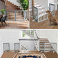 ZJSF Freestanding Indoor Dog Gate for House Foldable Wood Puppy Gate for Doorways Pet Gate for Stairs Extra Wide Pet Fence, Grey, 32" Height 4 Panels