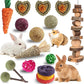 Grddaef 18 PCS Bunny Toys, Rabbit Toys Guinea Pig Toy Natural Apple Wood Grass Timothy Sticks Chew and Treat for Guinea Pigs Hamster Chinchillas