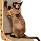 EHEYCIGA Cardboard Cat Scratcher for Indoor Kitten Cats, 19 Inch L Shaped Vertical Cat Scratching Board with Ball Cat Toy, Small Cat Scratcher Pad, Brown
