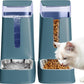 Automatic Cat Feeder and Cat Water Dispenser Set with Stainless Steel Bowls Gravity Dog Feeder for Small Medium Big Dog Pets Puppy Kitten, 3.8L x 2 (Cyan)