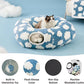 Lesure Cat Tunnel Bed for Indoor Cats - Cute Cat Donut Tunnel Toys for Small Large Cats with Washable Circle Cushion, Round Pet Peekaboo Cave Toy for Kitten/Puppy/Rabbit, Standard Blue