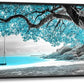 Extra Large Framed Abstract Tree Wall Art,Black and White Tree of Life Wall Decor,Blue Teal Sea Pictures for Living Room,Canvas Print Painting Modern Artwork Bedroom Office Bathroom 60L x 30W