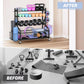 PLKOW Dumbbell Rack, Weight Rack for Dumbbells, Home Gym Storage for Dumbbells Kettlebells Yoga Mat and Balls, All in One Workout Storage with Wheels and Hooks, Powder Coated Finish Steel