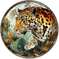 Lygond Metal Sign Tin Sign Circular Stained Glass Leopard Vintage Metal Sign for Gift 12×12 Inches
