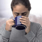 DISCOUNT PROMOS Custom Ceramic Campfire Coffee Mugs 13 oz. Set of 1, Personalized Bulk Pack - Perfect for Tea, Espresso, Cappuccino, Hot Cocoa - Blue
