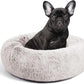 Love's cabin Calming Cat Bed for Indoor Cats,Anti-Anxiety Donut Round Dog Bed,Fluffy Faux Fur Washable Pet Bed for Small Medium Dogs and Cats,Coffee,24in