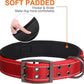 Fida Heavy Duty Dog Collar 1.5” Width, Ultra Soft Neoprene Padded, Adjustable Reflective Nylon Pet Collar with Two Metal Pin Belt Buckle for Large/X-Large Breeds (XL, Red)