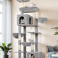 Globlazer Tall Cat Tower, 76 inch Multiple Level Cat Climbers for Indoor Cats, XL Cat Tree with 5 Scratching Posts, 2 Cat Condos, Hammock, 2 Hanging Baskets, F76B, Light Grey