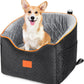 Dog Car Seat for Small Dogs, Memory Foam Booster Dog Seat for Dogs up to 35 lbs, Elevated Pet Car Seat with Washable Removable Cover, Storage Pockets(Black/Gray)