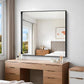 Black Bathroom Mirror, 42x42 Inch Rectangular Framed Mirror, Large Wall Mounted Bathroom Vanity Mirror Over Sink for Bedroom,Restroom, Living Room, Hangs Vertically or Horizontally