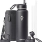 Water Bottle 40 oz Insulated with Straw&Brush, Coolflask Vaccum Stainless Steel Metal 3 Lids Water Flask for Sports, Gym or Office, Keep Cold 48H Hot 24H, Magic Black