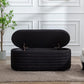 Storage Ottoman Bench Upholstered Fabric Storage Bench End of Bed Stool with Safety Hinge for Bedroom, Living Room, Entryway (45.5-inch, Black)