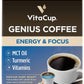 VitaCup Genius Vanilla Keto Coffee Pods w/MCT Oil, Turmeric, B Vitamins, & D3 for Energy & Focus in Recyclable Single Serve Pod Compatible with K-Cup Brewers Including Keurig 2.0, 16 CT