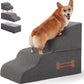 Dog Stairs 4 Steps for Small Dogs and Cats to Get on High Beds, Couch or Car, Pets Can Climb, Sit, Lie Down or Perch to Look Out Windows on The Spliceable Ramp, Provides Support, Grey（19" H）